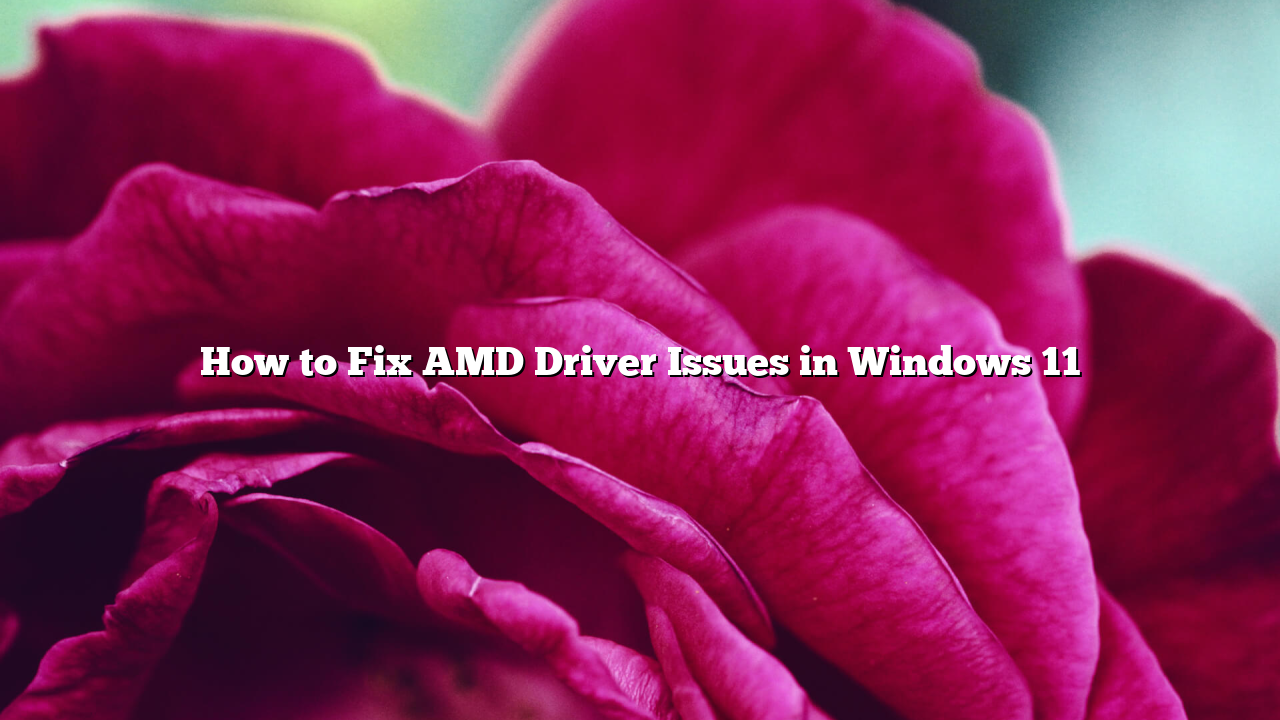 How to Fix AMD Driver Issues in Windows 11